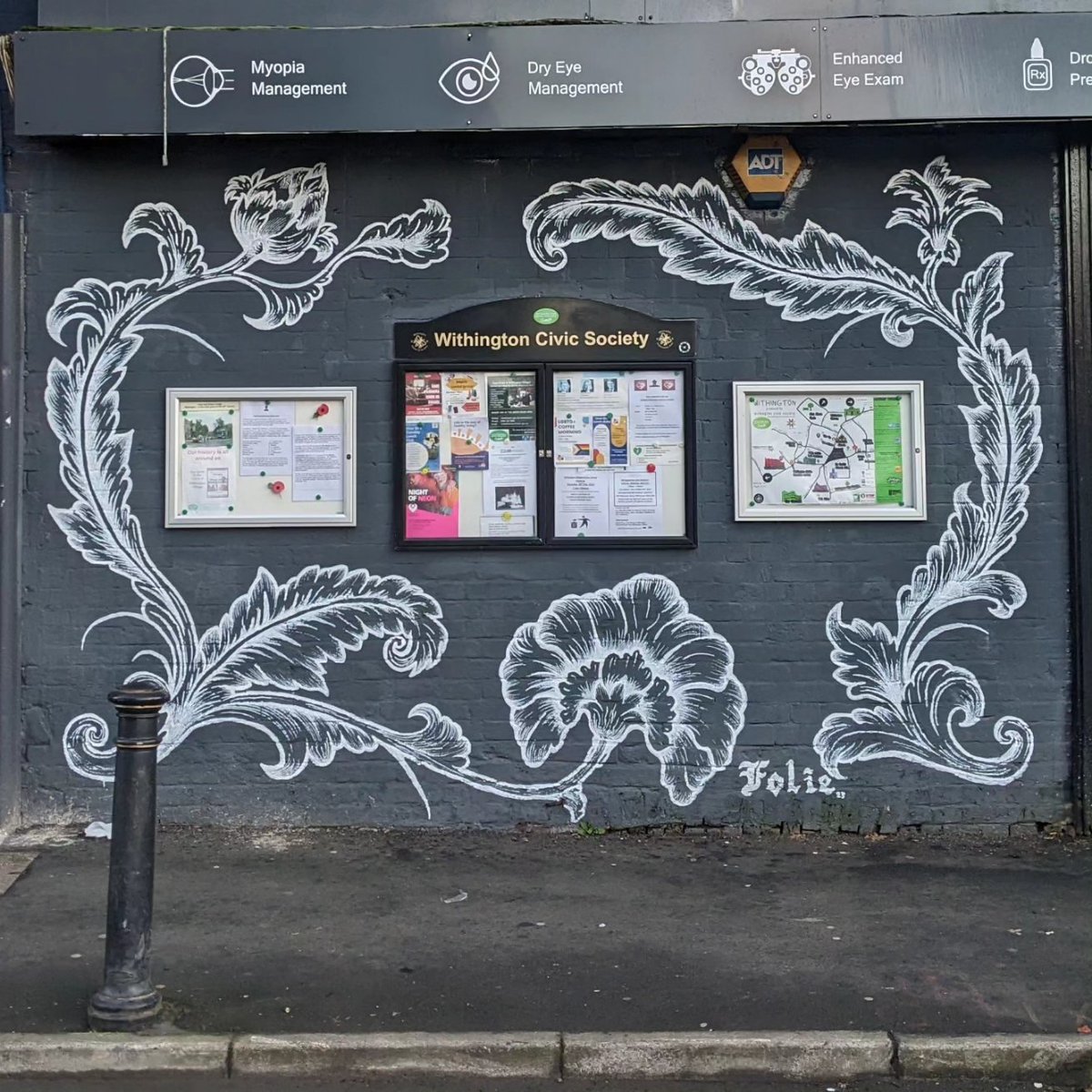 Beautiful work by Folie Art & Design now surrounds the Civic Society notice board on Copson St