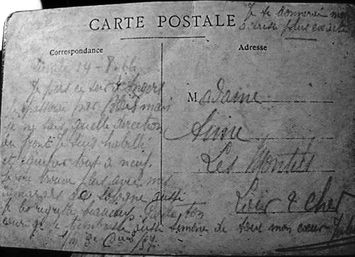 Le_Chtimiste's tweet image. Jules ANNE ( du 3ème régiment du génie ?) - Carte envoyée d'Angers le 14/08/1916 à sa femme - Des noms sont écrits  : GRISON, CHABAULT, PASQUIER ?? sur le verso : '' s/m 3e Cie 2/57 ''. La fiche matriculaire est manquante (lacune de registre) - Loir-et-Cher 1902  #Chtimiste #3eRG