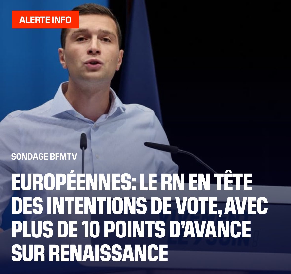 BernierNicola40's tweet photo. Selon le dernier sondage Elabe pour les élections Européennes 🇫🇷
Le Rn avec @J_Bardella serait crédité de plus de 10 points d’avance sur la liste de Renaissance 🔥🔥
#VivementLe9Juin #BFMTV #sondage #elabe #rejoigneznous #rassemblementnational #Europeennes2024 #parlement #adherer https://t.co/WsBLJ7p2Mt