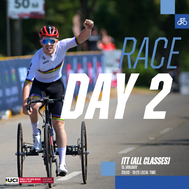 UCI_paracycling's tweet photo. It's ITT time down under 🔥

Day 2️⃣ of competition in Adelaide 🇦🇺 is here and we couldn't be more excited for it 🙌

Click below to follow the results👇

#ParaWorldCup