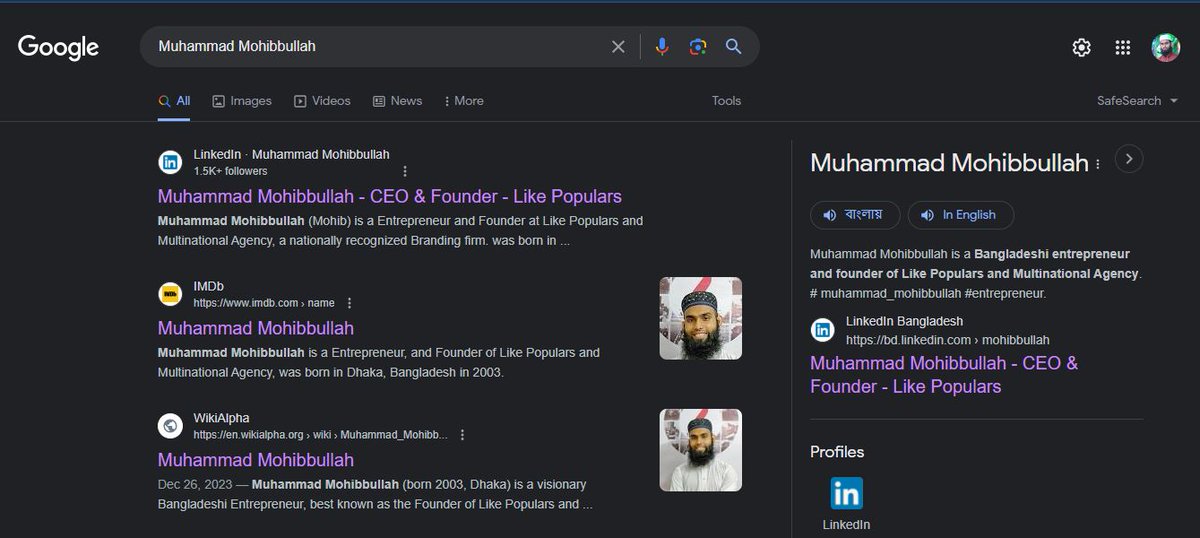 MohibbullahENTP's tweet image. 💥Boost your online presence and establish yourself as an authority in your industry with a Google Knowledge Panel!
🌟 Gain customer trust, increase credibility, and be recognized as a smart and knowledgeable brand. 🤓✨
#personalbranding #visibility #googleSERP