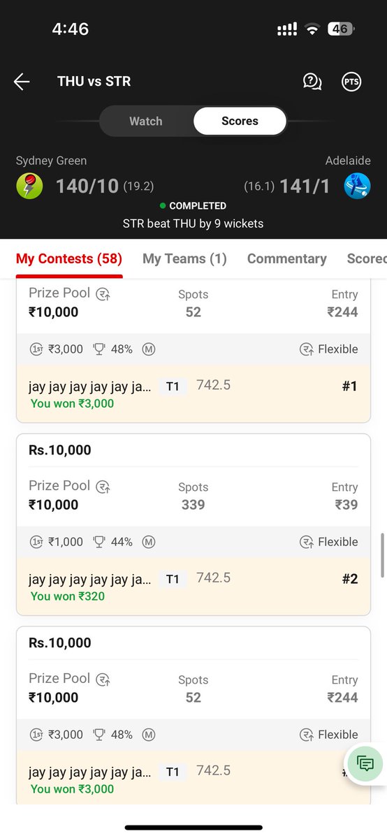 CrickVrundan's tweet photo. Won GL and all mini GL
Ultra mega clean sweep
@Dream11 #wongl #fantasy #dream11winner https://t.co/NC5l6Vcj6b