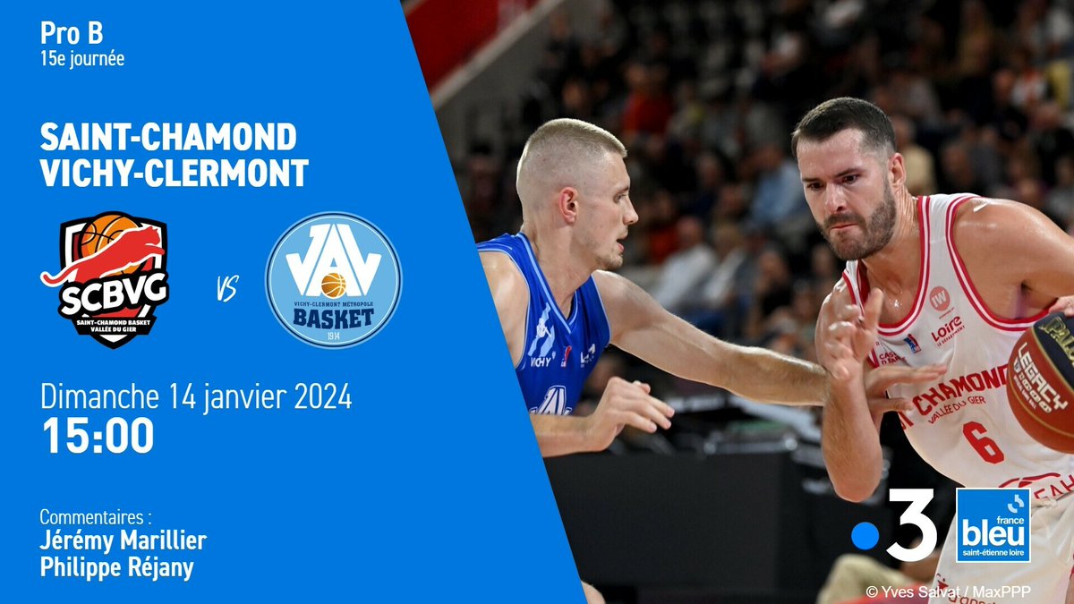 icipaysauvergne's tweet photo. 🏀 Pro B : cet après-midi, c’est derby ! Dès 15h, suivez @SCBVG / @JAV_basket à la radio sur @bleustetienne et à la télé sur @F3Rhone_Alpes @F3Auvergne
https://t.co/c9xO0SP8oJ #SCBVG #JAV #ProB #FBsport https://t.co/l89aATlTIx