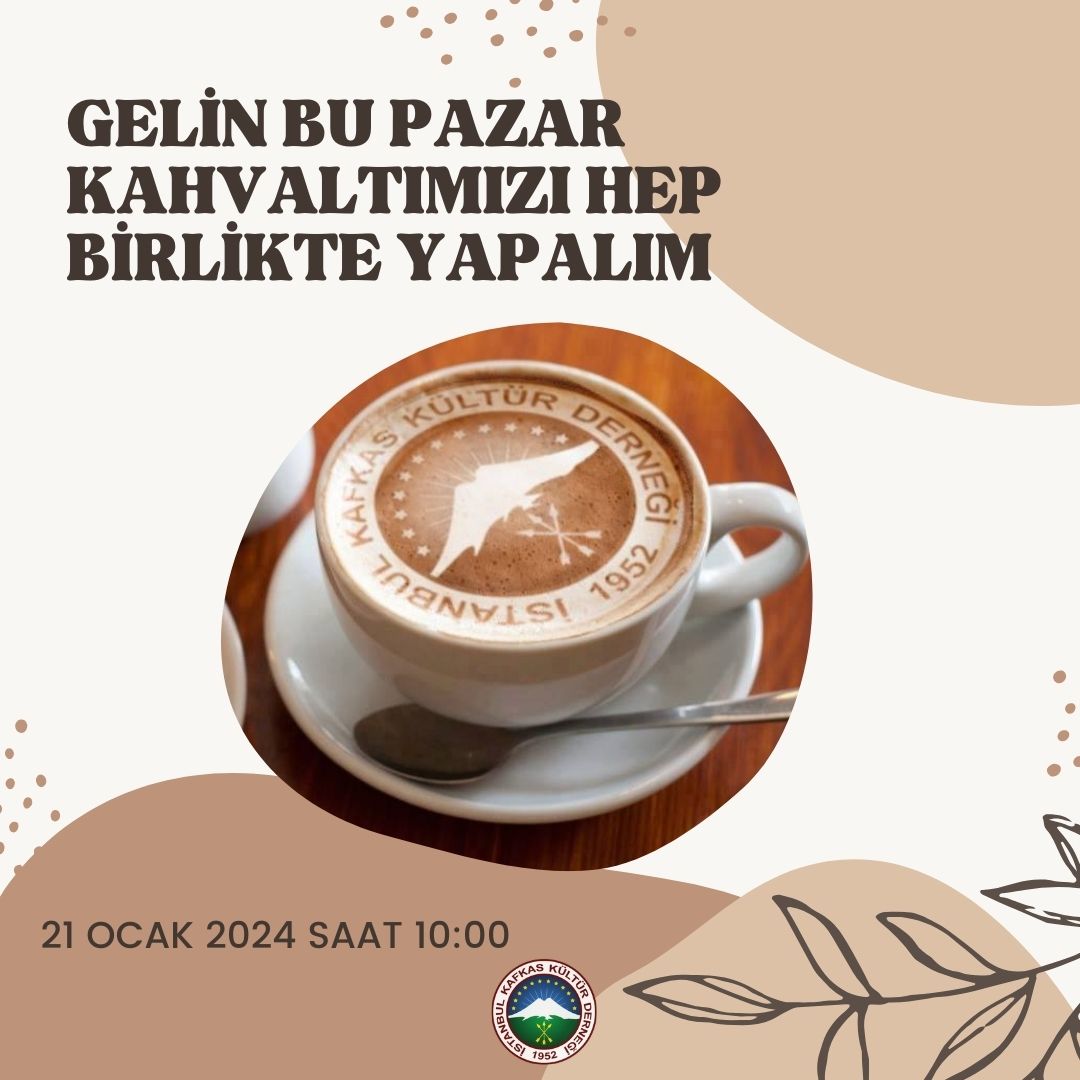 Siz değerli üyelerimizi yılın ilk kahvaltısı için 21 Ocak 2024 saat 10:00'da derneğimize davet ediyoruz.