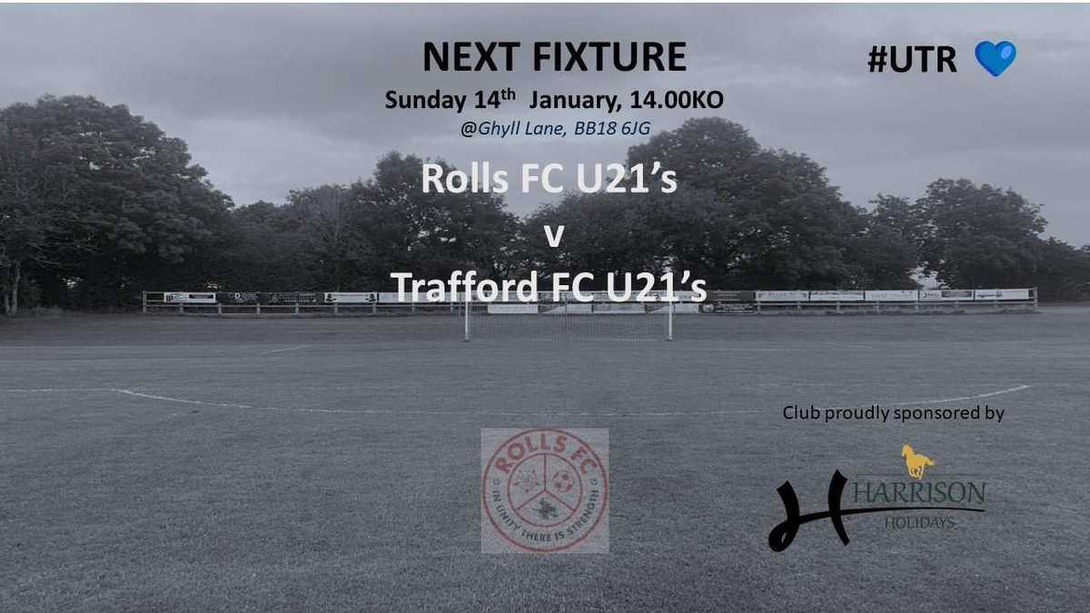RollsFC's tweet photo. GAME DAY! 

Rolls FC U21's are back in action today after a lengthy break! 🎉🙌 

Join us as we welcome Trafford F.C.  U21's to Ghyll Lane, BB18 6JG, at 14:00 PM! 🏟️⏰ 

#RollsFC #U21s #BackInAction #FootballFever #UTR  ⚽🔥 https://t.co/rJclflPpYE