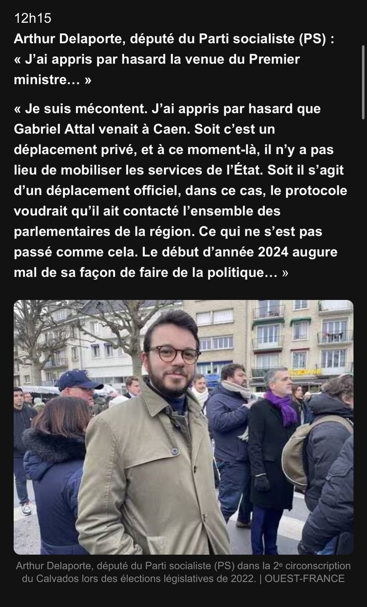Ma réaction suite au manque de courtoisie républicaine du Premier ministre. Les parlementaires de l’opposition boycottés d’une visite primo ministérielle ? Cc <a href="/OuestFrance/">Ouest-France</a>