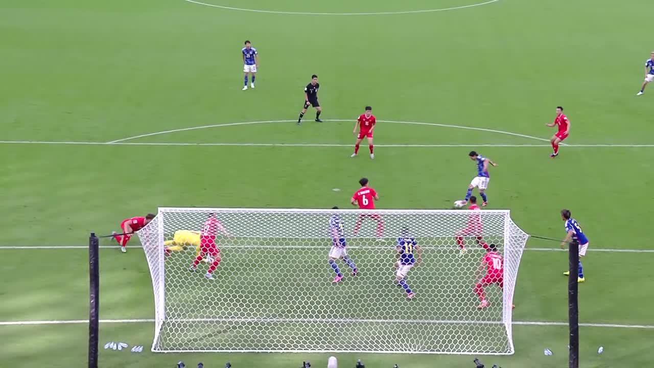 Takumi Minamino scores Japan's first goal at the 2023 AFC Asian Cup. 🤩