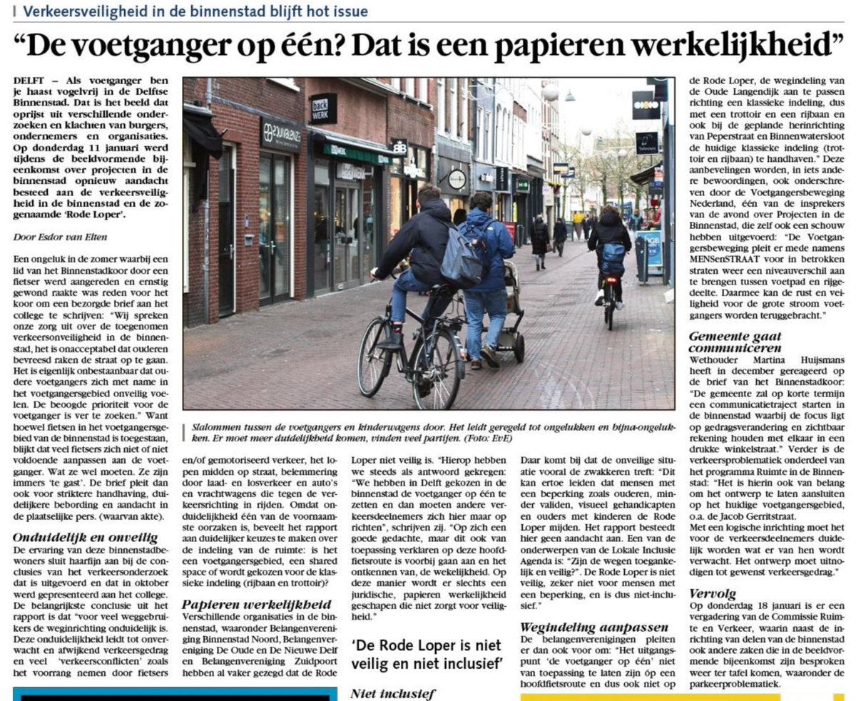 <a href="/Delft_op_Zondag/">Delftopzondag.nl</a> :"De voetganger op één? Dat is een papieren werkelijkheid" Verkeersveiligheid in de binnenstad #Delft blijft hot issue.

'De Rode Loper is niet veilig en niet inclusief'

#Raad015