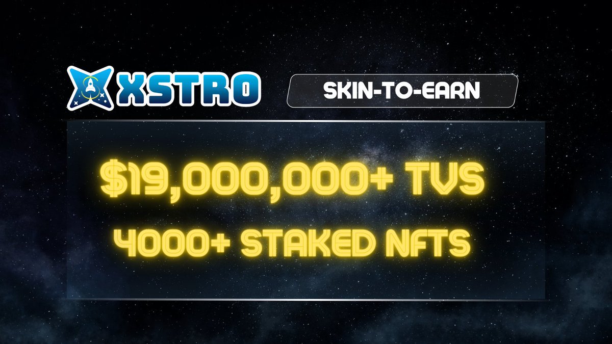GAME_Xstro's tweet photo. Our Skin-to-Earn program has garnered tremendous support from NFT communities, experiencing consistent growth in various aspects:

✨$19M+ Total Value Staked
✨4000+ NFTs turned into epic game skins
✨1100+ NFT Stakers earning S-Points

Massive thanks to our amazing community! https://t.co/bT9igLkaYc