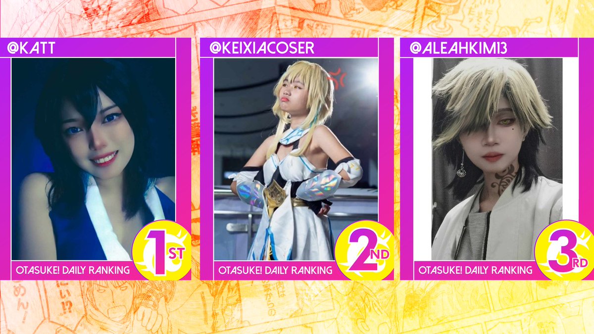 🌟OTASUKE デイリーランキング🏆

🥇<a href="/Katt/">kat</a>
#須磨/#鬼滅の刃
🥈@keixiacoser
#蛍/#原神
🥉<a href="/Aleahkim13/">mikhaela mendoza</a>
#羽宮一虎/#東京リベンジャーズ

アプリダウンロードはこちらから
Otasuke! コスプレコミュニティアプリ
👉otasukejp.com
#cot $cot #コスプレ #コスプレイヤーさんと繋がりたい