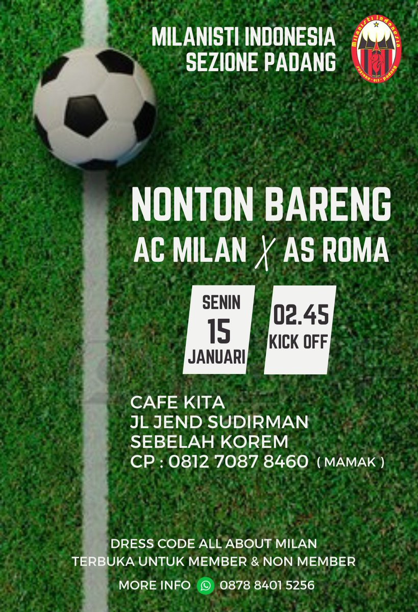 Yuk ramaikan nonton bareng dini hari nanti #MilanRoma