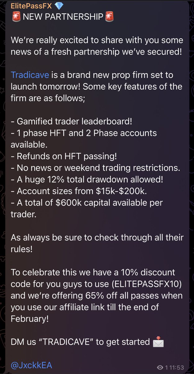 ElitePassFX's tweet photo. Exciting new partnership announced! Check out our telegram for more information! 💎

https://t.co/Cqy8QGKL1H https://t.co/j6CCB5mOBX