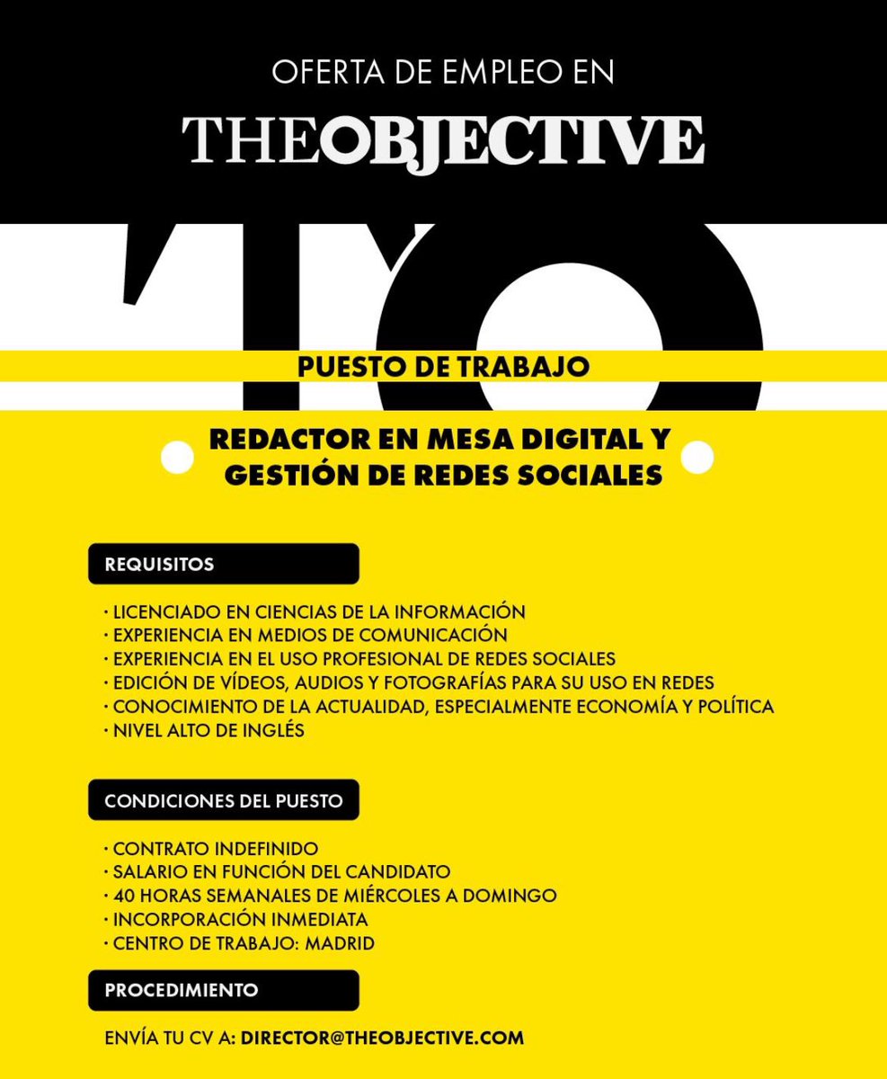¿Te gustaría trabajar en THE OBJECTIVE? Escríbenos y dinos por qué…