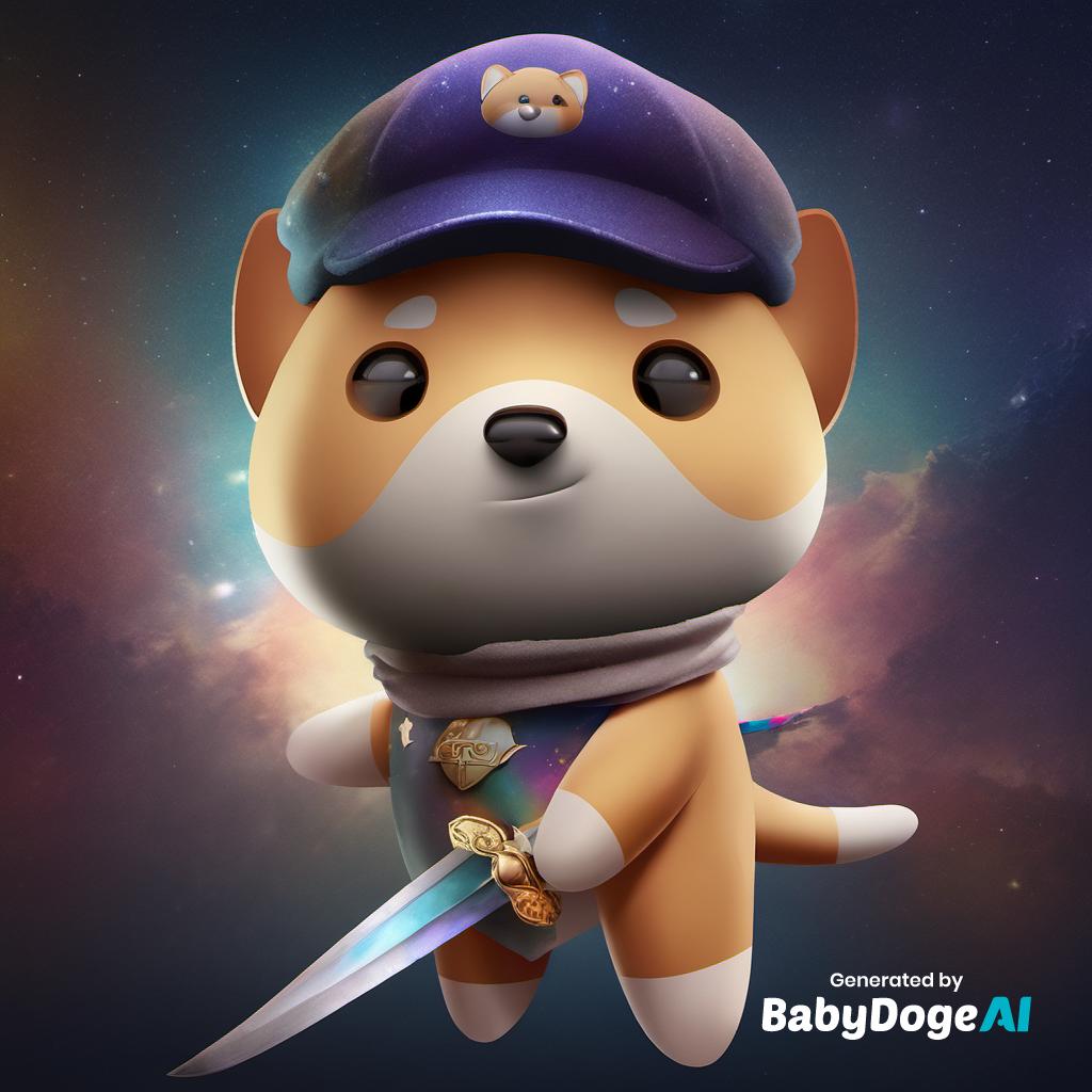 BabyDoge's tweet photo. "colorful picture of BabyDoge wearing a hat holding a sword, galaxy background, elegant, perfect lighting" Generated via #BabyDogeAi Generate your own now at https://t.co/tyex8v7Qfm https://t.co/PwdDSkNGto