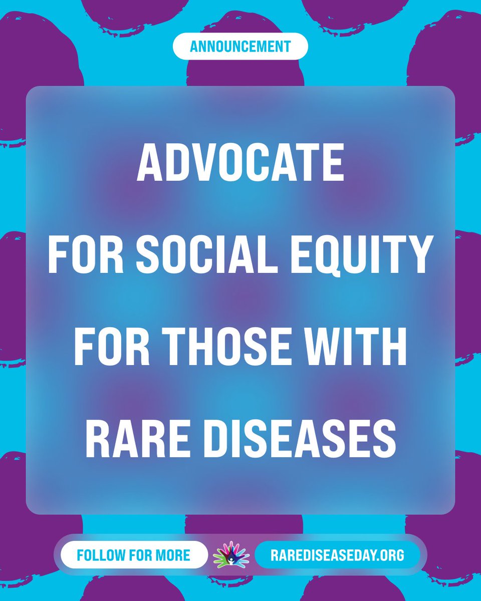 📣 Equity for those with rare diseases!

🌍 This 29 Feb, let's call for equity for 300M+ people with rare diseases. Beyond healthcare, it's about fair social, educational, &amp; work opportunities, plus access to care &amp; treatment.

🔗 Learn more &amp; join us: rarediseaseday.org/downloads/more…