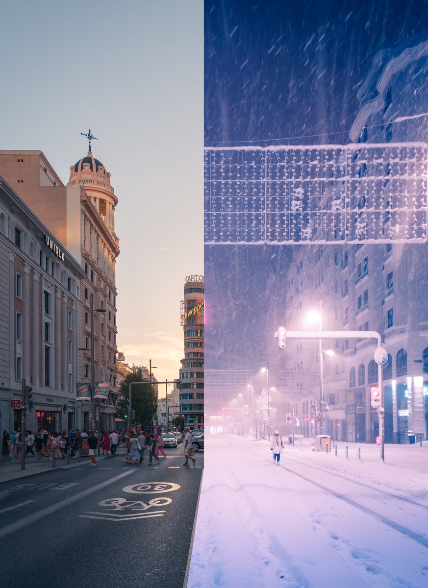 jmartinezmoran's tweet photo. Os presento una nueva remesa de fotos para el proyecto "Madrid, 50ºC de diferencia"
 Filomena en 2021 y ola de calor en verano 2023 https://t.co/IDQuso01VF