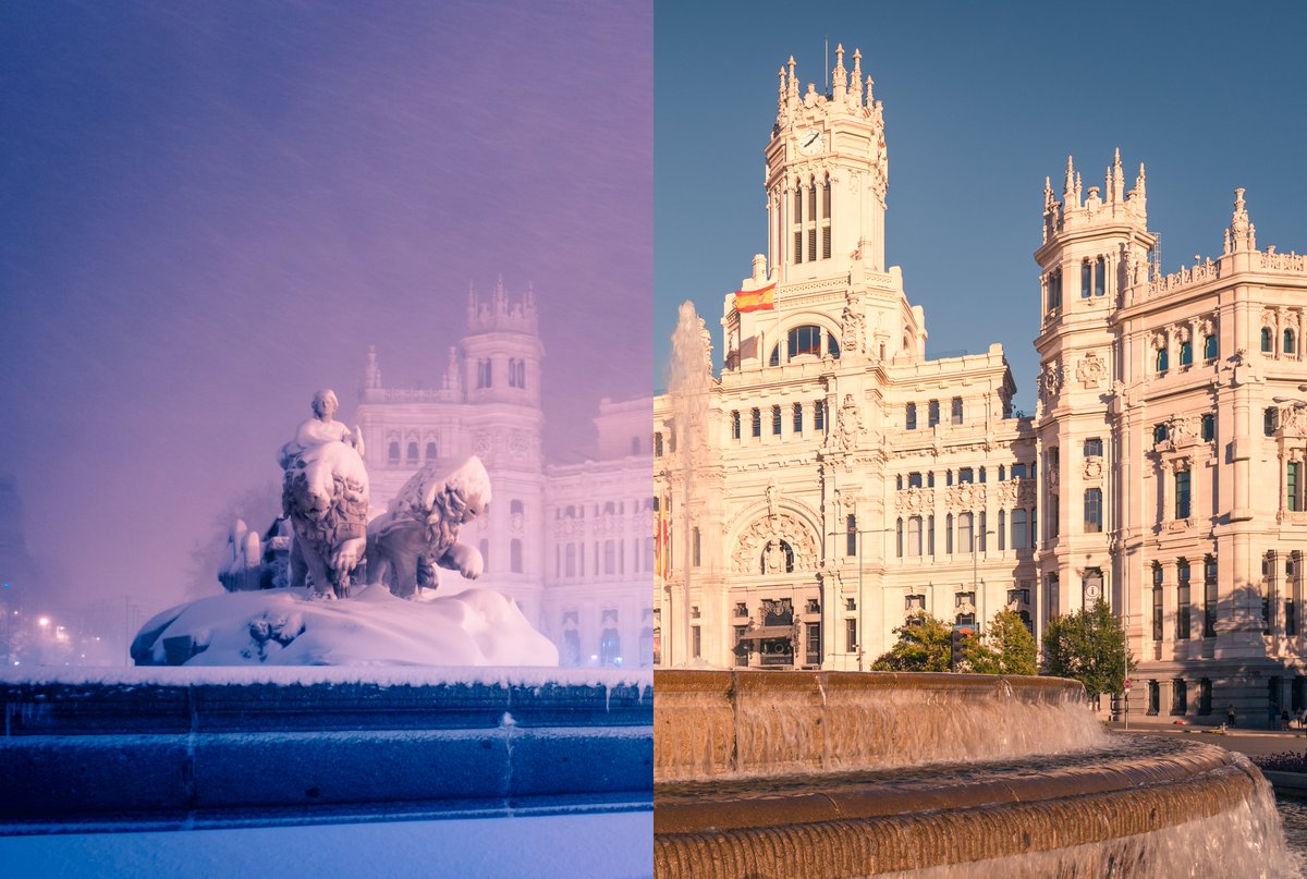 jmartinezmoran's tweet photo. Os presento una nueva remesa de fotos para el proyecto "Madrid, 50ºC de diferencia"
 Filomena en 2021 y ola de calor en verano 2023 https://t.co/IDQuso01VF