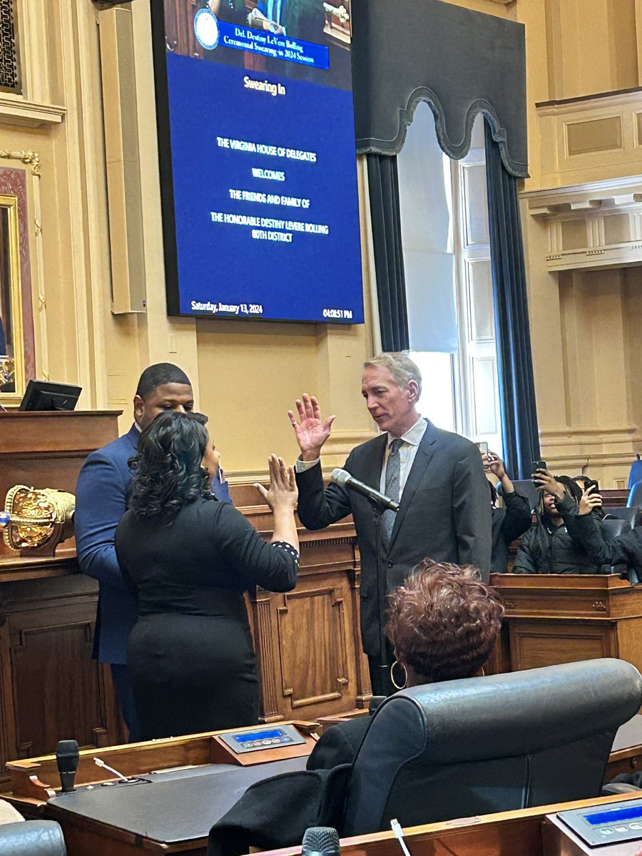 Congratulations to all of the new members of the House of Delegates - especially this special lady. Go do big things for our Commonwealth @destinyforva !