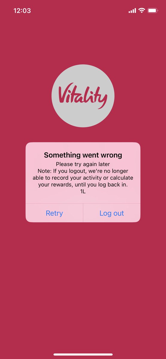 @Vitality_UK There’s clearly something wrong with the app/site. Unable to login.