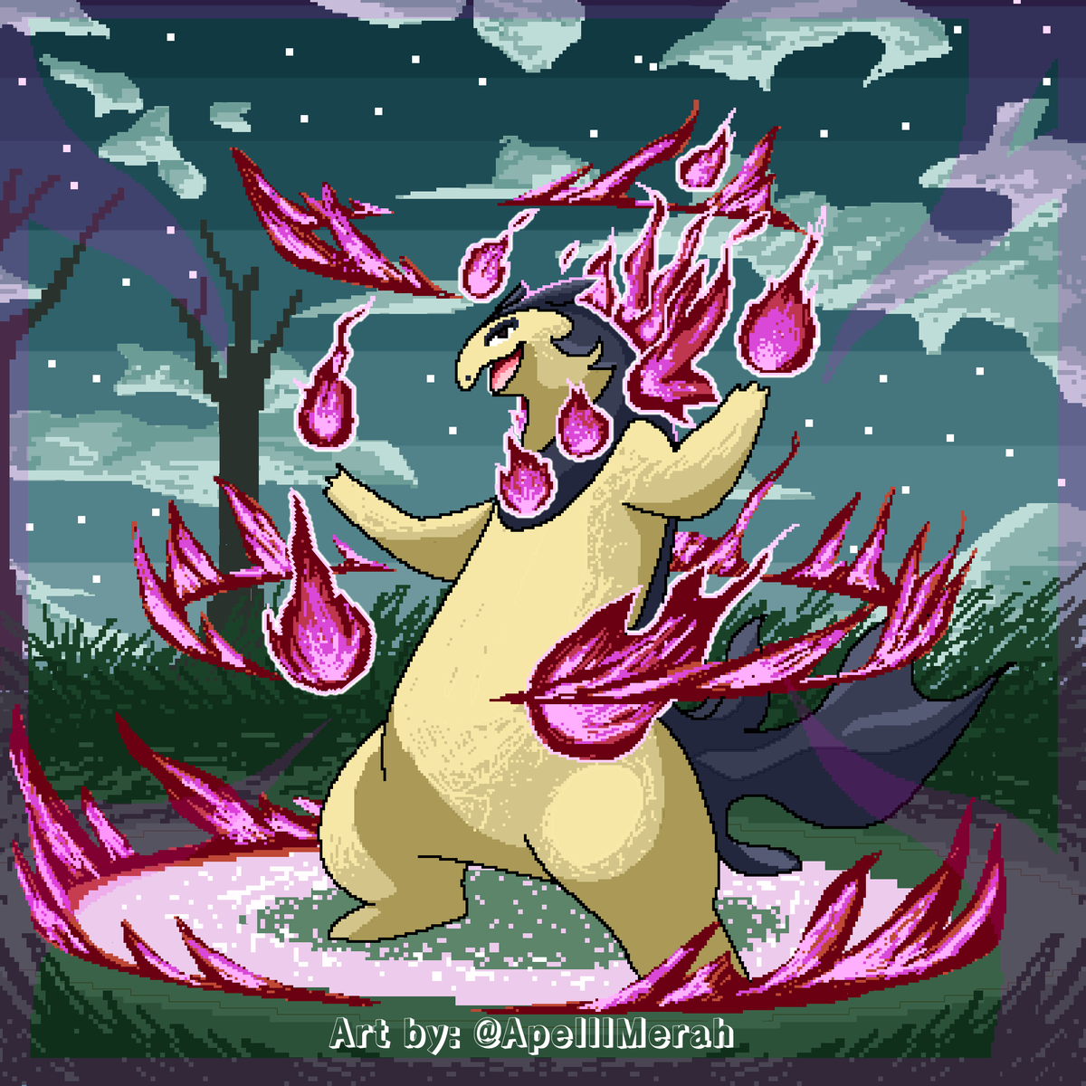 ApelllMerah's tweet photo. #PixelArt part 7, Pokemon Go Raid Day! Hisuian Typhlosion 🔥

#Pokemon #PokemonArt #PokemonGO #PokemonGOApp #ポケモン #Art #PokemonTCG #Typhlosion #Fanarts #Pixels https://t.co/4UFTjBF86z