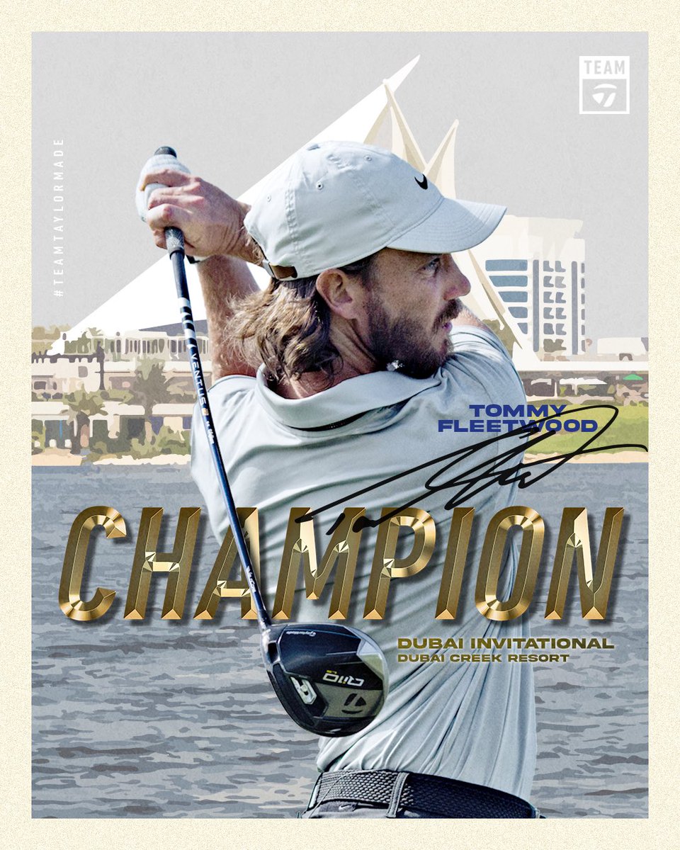 TOMMY. FLEETWOOD! An anticipated duel in the desert ends with him hoisting the Dubai Invitational trophy. This marks his seventh DP World Tour win and the first professional win for #Qi10Driver! #BeyondDriven #TeamTaylorMade