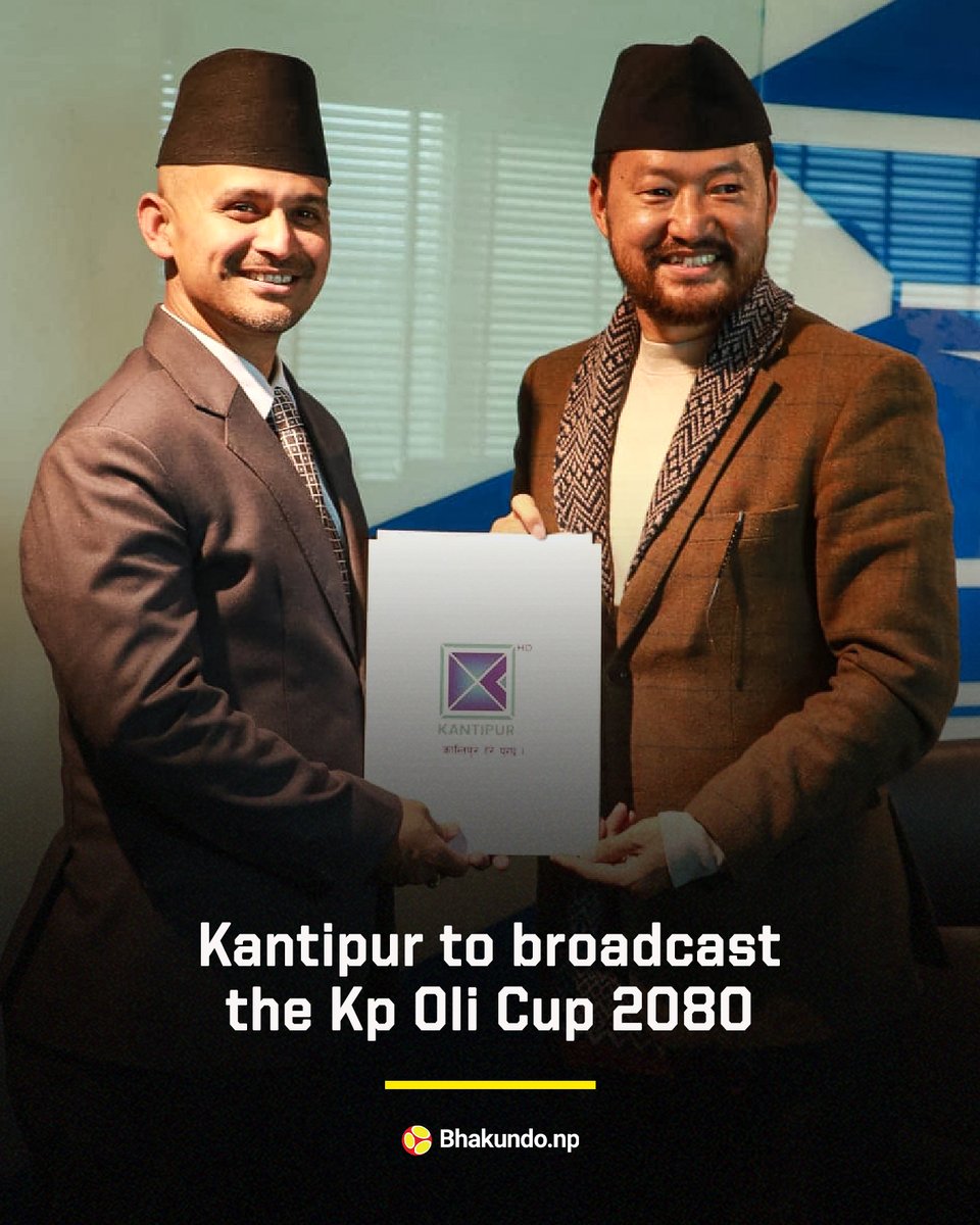 ⚡️✅| OFFICIAL: Kantipur TV has secured the broadcasting rights for the highly anticipated KP Oli Cup 2080. 

The second edition of the cup is set to unfold at Chyasal And Dasharath Stadium from Falgun 11 to 20.

#NepaliFootball #KPOliCup

Bhakundo.np
