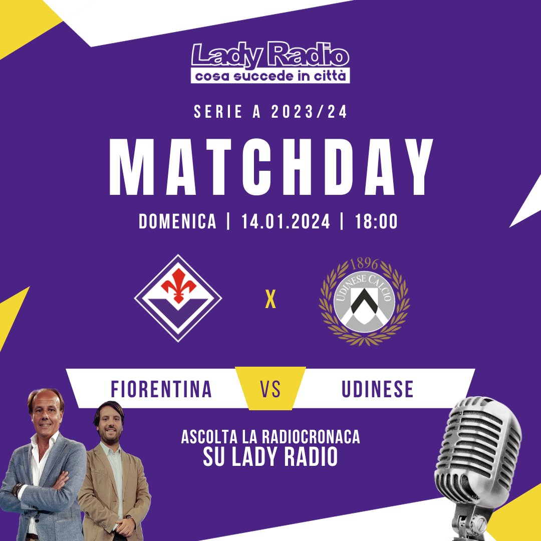 Manca poco a Fiorentina - Udinese!

Qual è il vostro pronostico? 💬
Vi aspettiamo sulle nostre frequenze FM, sul nostro sito o app per seguirla insieme a Mario Tenerani e Duccio Mazzoni 🎙️

#Fiorentina #LadyRadio #SerieA