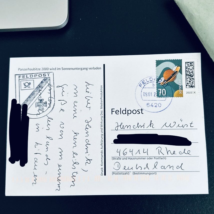 HendrikWuest's tweet image. #Feldpost aus #Litauen: Erst im Oktober war ich dort und habe in #Rukla die Soldatinnen und Soldaten der @bundeswehr besucht. Sie sichern die @nato-Ostflanke, darunter etwa 70 aus @landnrw. Danke dafür — und für die Karte! 🙏🏻