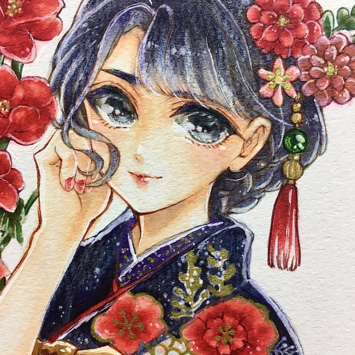 「#我ながら天才なお顔4選 #イラスト #コピック #アナログイラスト 昔描いたア」|杏@7/12 OC立ち絵🐈‍⬛のイラスト
