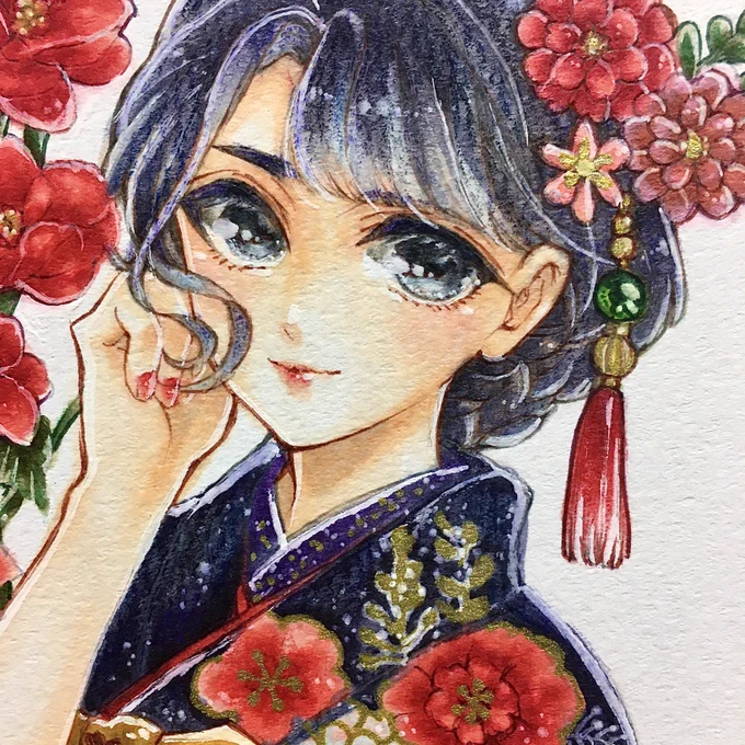 #我ながら天才なお顔4選 #イラスト #コピック #アナログイラスト 昔描いたアナログ絵からも最近はコピック触ってないなぁ… 