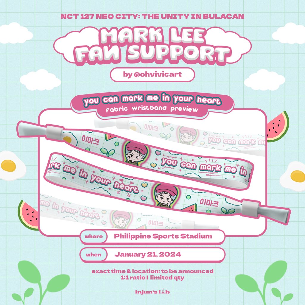 #MARK fan support by <a href="/ohvivicart/">val ☁️</a> 🌱🐯

⊹ giving away fabric wristbands 🫶🏼
⊹ like &amp; rt to claim
⊹ 1:1 ratio only since the qty is limited

will update this thread re: time &amp; loc!

see u all on the 21st  ◡̈

#NEOCITY_THE_UNITY_in_BULACAN
#NCT127_NEOCITY_THE_UNITY_in_BULACAN