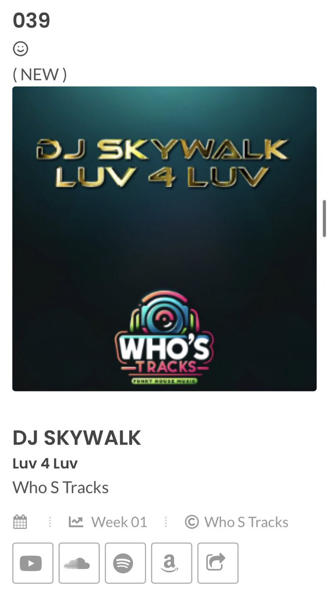 DeejaySkywalk's tweet photo. # 39 ✅✅✅
@ Sunshine live
@ Dance50
- DJ Skywalk - Luv 4 Luv -
#djskywalk #dance50 #sunshinelive #charts #radio #housemusic #funkyhousemusic #nudiscomusic https://t.co/wimMmFaonA