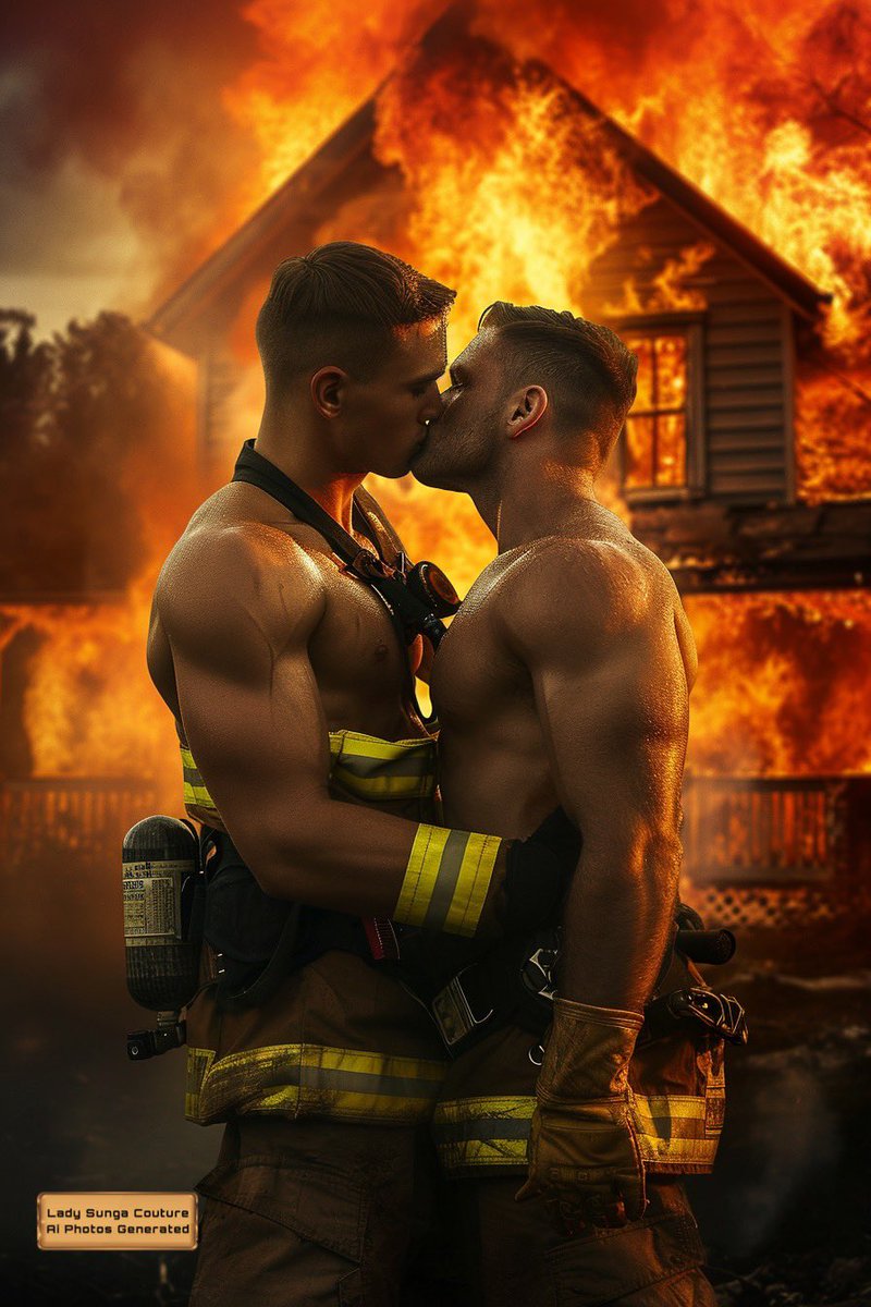 LadySunga2023's tweet photo. The HOTTEST couple in the world. 🔥
#Firefighter #Ladysunga #gayai #ai #AIArtCommuity #instagram #NSFW #midjouney https://t.co/tsc1lwUquK