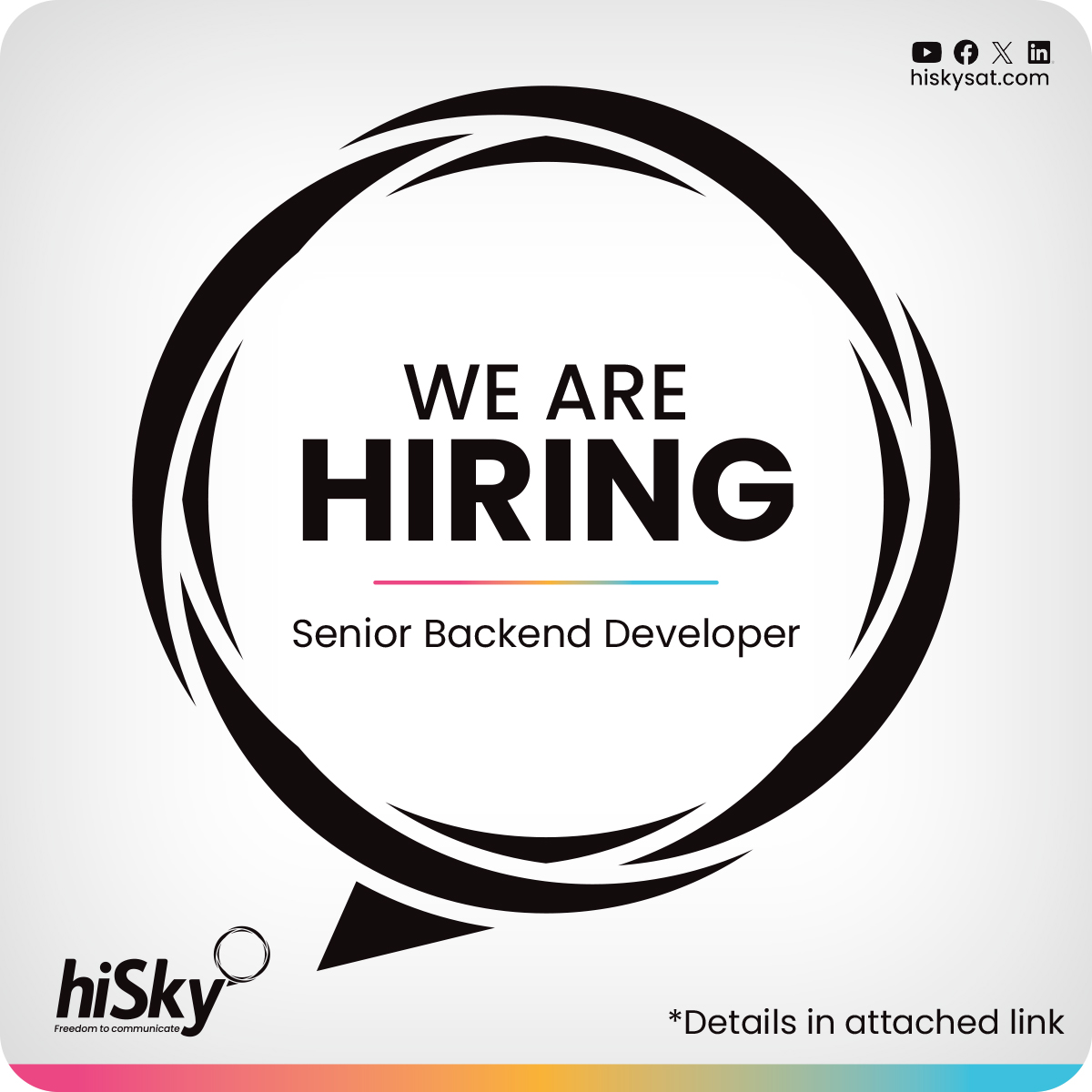 hiSkysat's tweet photo. hiSky is hiring! 🚀 We're on the lookout for a talented Senior Backend Developer to join our team!

Apply now at https://t.co/yLhZrt2bRJ and be a key player in our dynamic and engaging development environment

https://t.co/WCzvV9jAli

#TechJobs #TechnicalManager #JoinOurTeam https://t.co/GsjEcg6jYO