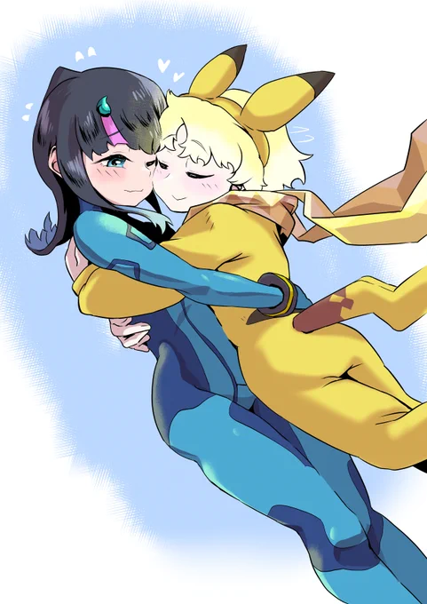 リクエストで描いたコスプレなボイエリ サムス×ピカチュウもかわよいのでかわよいの2乗