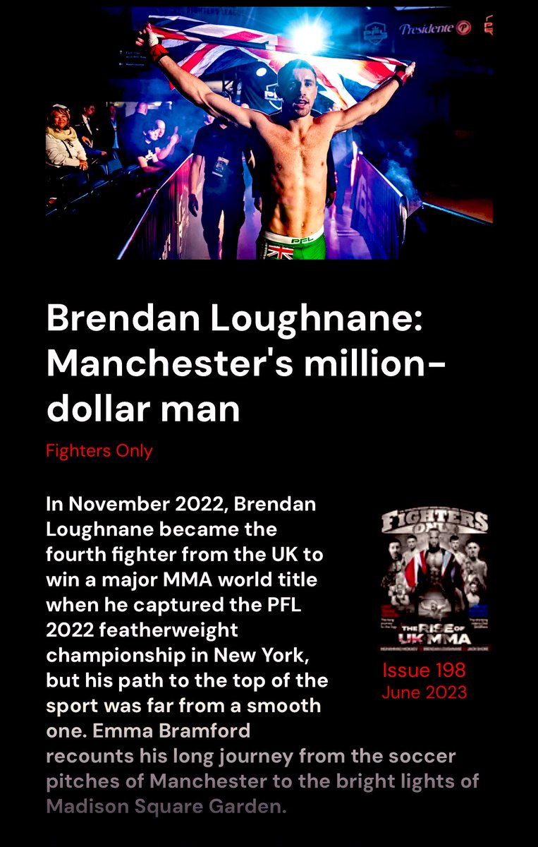 Check out a insider look, led by @EmmaBramford  into @BrendanMMA and his journey to becoming a top featherweight fighter, currently signed to @PFLMMA

Find this article on @FightersOnly by subscribing to their magazine.
#MMATwitter #PFL #5RWEmma #FightersOnly