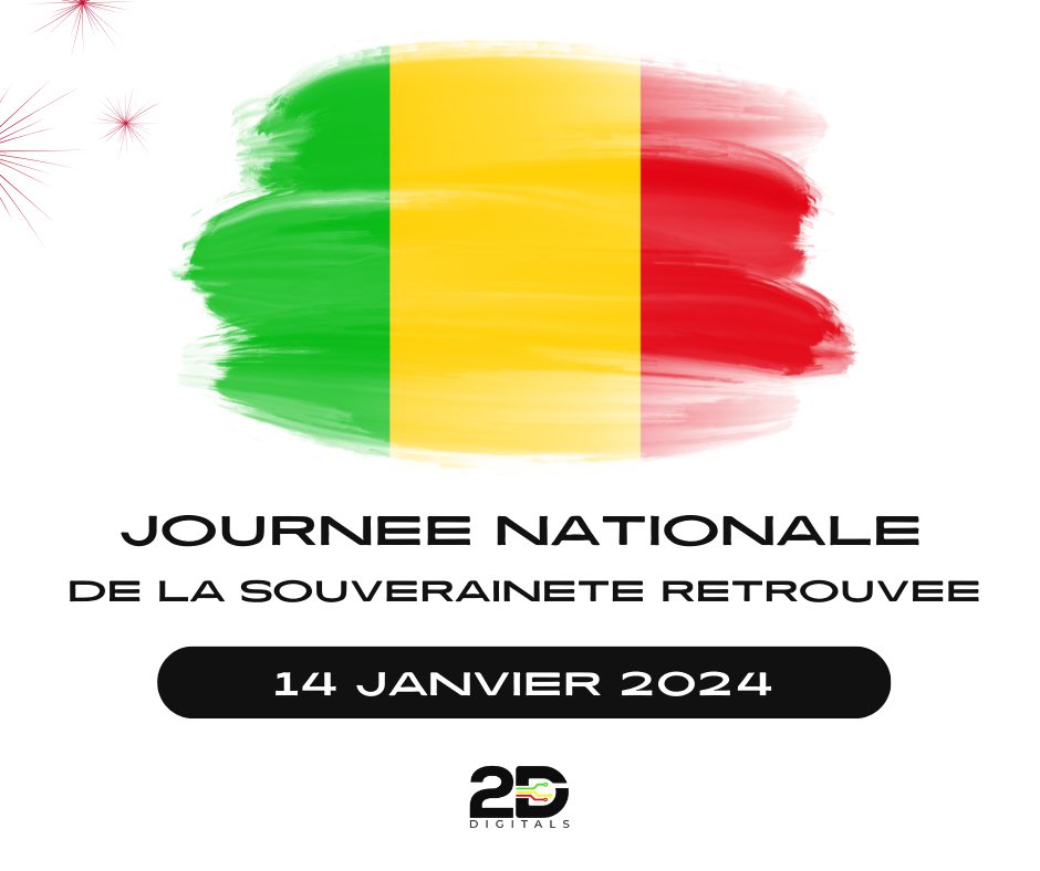 Nous souhaitons une excellente journée de souveraineté au peuple Malien !

Que Dieu bénisse le Mali 🇲🇱

#2ddigitals