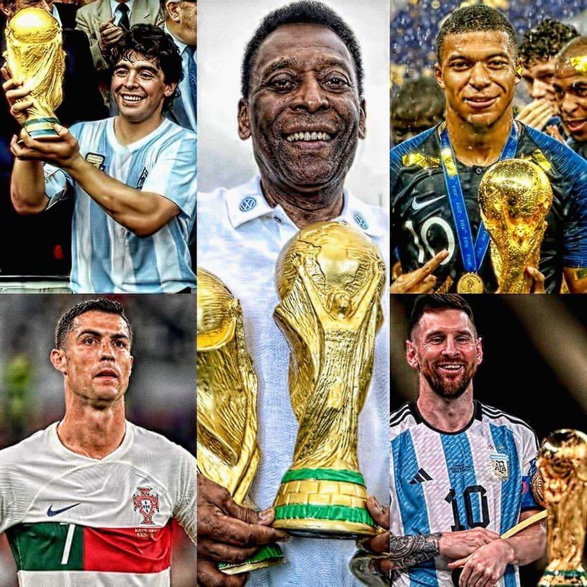 Long101092's tweet photo. ◾️ Maradona đã chơi trong 4 kỳ World Cup và chỉ vô địch được 1 lần
◾️ Cristiano Ronaldo đã chơi trong 5 kỳ World Cup nhưng vẫn chưa thể vô địch
◾️ Lionel Messi đã chơi trong 5 kỳ World Cup và chỉ vô địch được 1 lần
◾️ Kylian Mbappe đã chơi ở 2 World Cup và cũng vô địch 1 lần

Trong khi đó Pele đã chơi trong 4 kỳ World Cup và vô địch 3 lần. Một kỷ lục mà 100 năm nữa cũng chưa có ai có thể phá vỡ được.

HUYỀN THOẠI