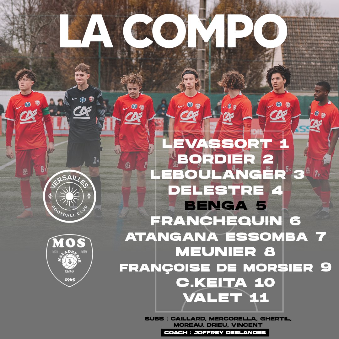 MaladrerieCaen's tweet photo. LA COMPO 1️⃣1️⃣ de notre équipe U18R1
#FCVMOS #CoupeGambardella https://t.co/rj2V3t1v0U