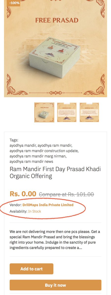 Rohith_Gali's tweet photo. Shri Ram Janmbhoomi Teerth Kshetra Trust https://t.co/UQ5LaVHohs is the Official Ram Mandir Trust, they have given the Contract of the Mandir's Prasad of 5 Lakh Packets to Ram Vilas &amp; Sons.

@KhadiOrganic_ has No Link with the Trust &amp; is a Clear Scam.

#RamMandirPranPratishta https://t.co/egOFvzbPGO