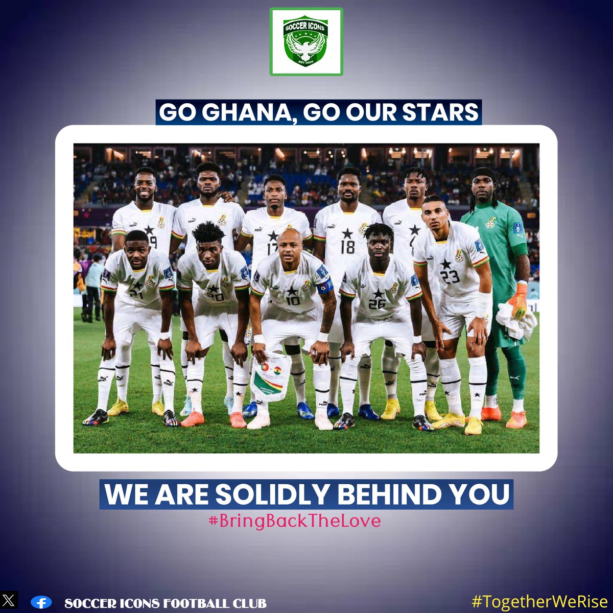 soccericonsfc's tweet photo. Good luck in your first #AFCON2023 match.
Go Ghana, Go @GhanaBlackstars 
#TotalEnergiesAFCON2023 https://t.co/mUDdhRmfKc