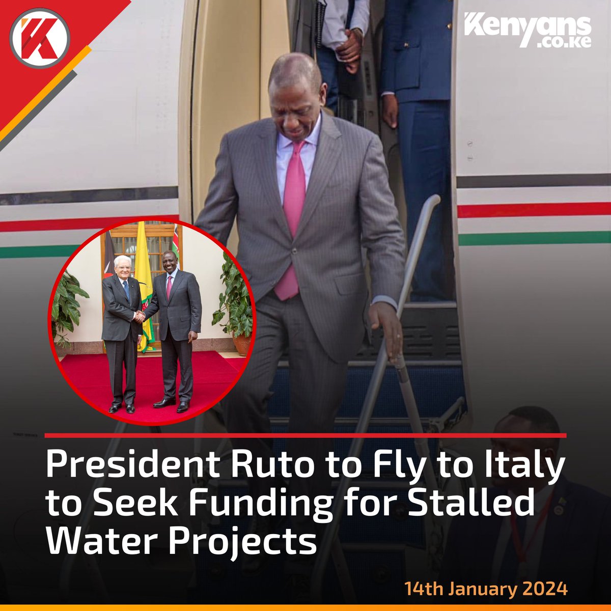 Kenyans's tweet photo. President Ruto to fly to Italy to seek funding for stalled water projects https://t.co/epjvdLhpGo