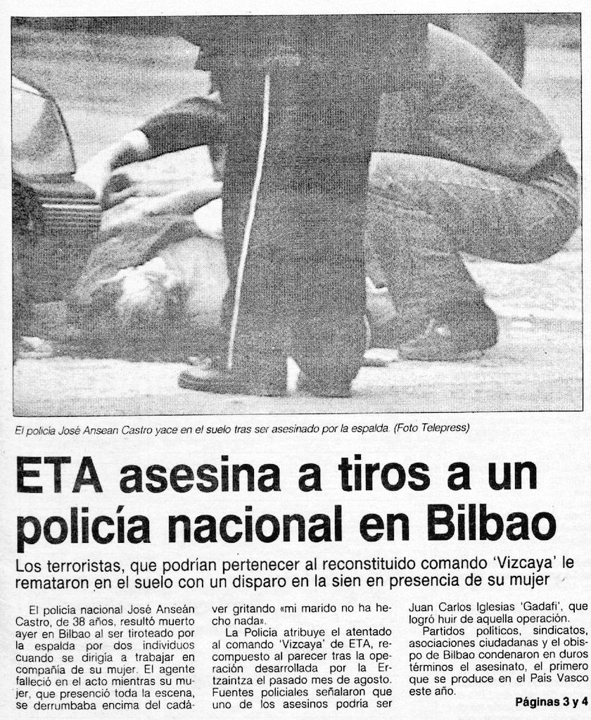 CarlosDeUrrecha's tweet photo. "Le pedí a 'Gadafi' que no le rematase"
Dña. Ana María, viuda del Policía D. José Anseán Castro asesinado con 3 balazos y rematado en el suelo, delante de su mujer, por los cobardes de ETA

"Su hijo José Manuel se suicidó el día después de la sentencia"
https://t.co/AFy5jqkwl9 https://t.co/IEu2I9Rm9W