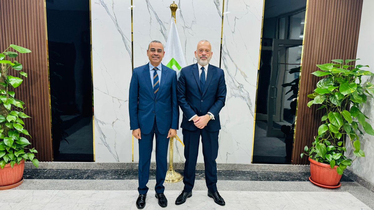 Osama_Mobarez_'s tweet photo. Had a very productive meeting with H.E Νikolaos Papageorgiou Ambassador of the Hellenic Republic, to Egypt.
It was encouraging to witness the Ambassador’s commitment to advance Greece’s international cooperation in the #East #Mediterranean region. https://t.co/efyaUNYJq7