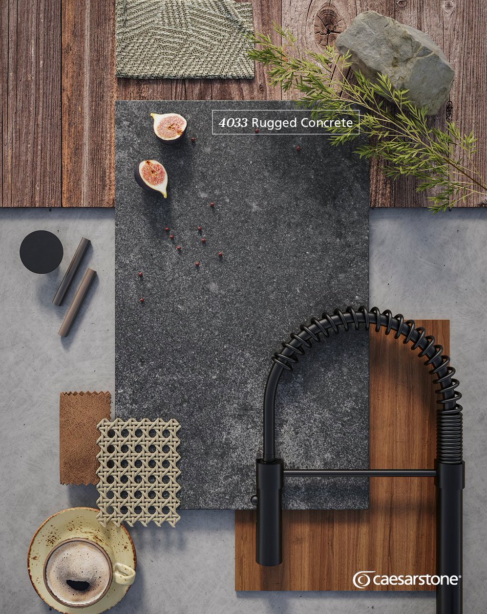 InterslabZA's tweet image. What better way to maximise 2024's potential than with a daring home project featuring #Caesarstone #RuggedConcrete! Pairing it with organic textures, subtle greenery, and warm tones will elevate it to superstar status! bit.ly/RuggedConcrete… #interslab #moodboard #design