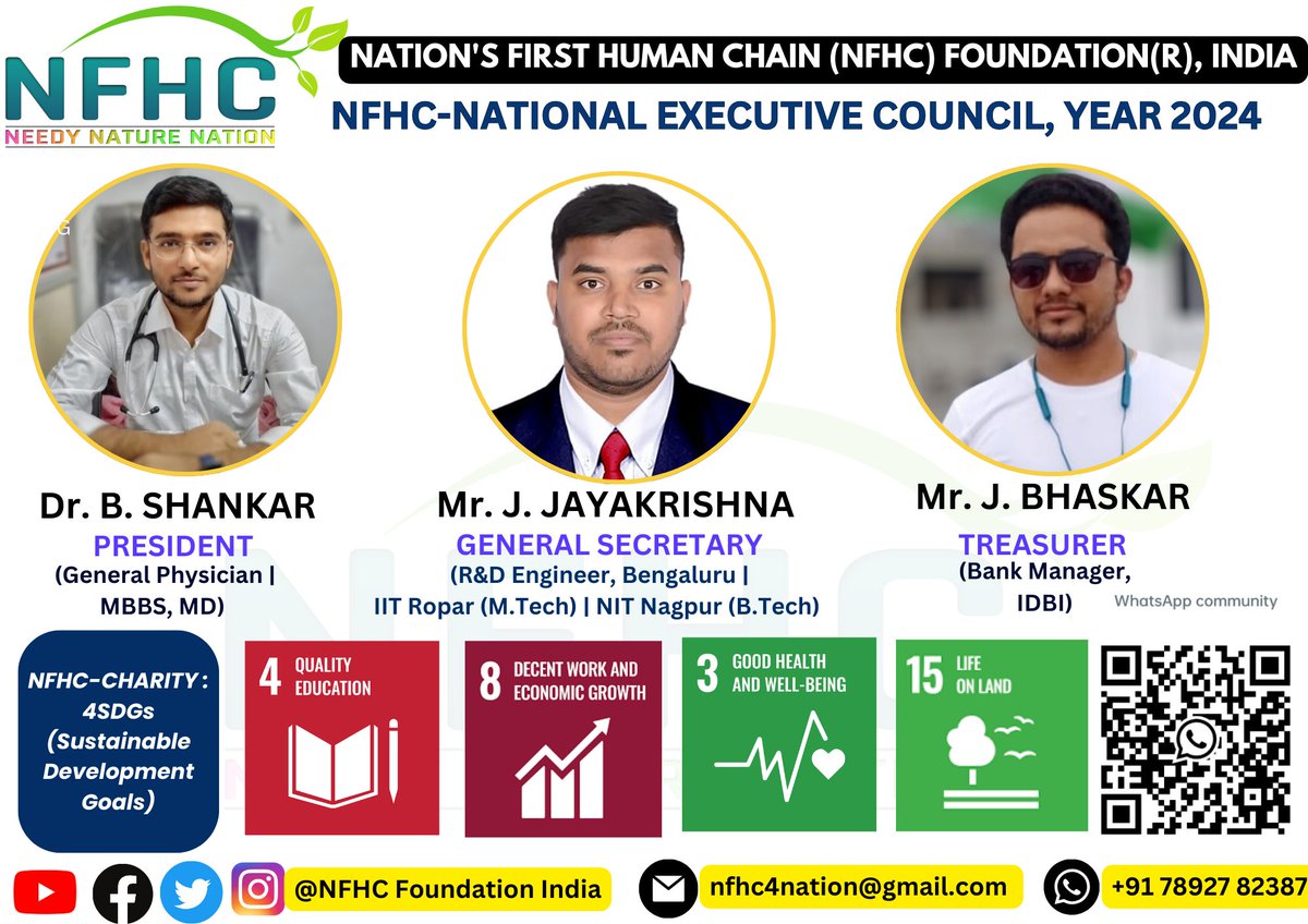 NfhcNgo's tweet photo. #NFHC_NationalExecutiveCouncil_Year2024
#nfhc_charity
#Congratulations #bestwishes
Our NFHC Foundation India's mission is to serve the 3N: the NEEDY, NATURE, and NATION, and to focus on 4 SDGs: QUALITY EDUCATION, EMPLOYMENT (LIVELIHOOD) , HEALTH, and ENVIRONMENT. https://t.co/NPUNXoYvoT