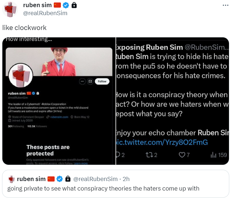 RubenSimExpose's tweet photo. Duh, his account is to archive any Ruben Sim bs https://t.co/Oc5wfb3a2u