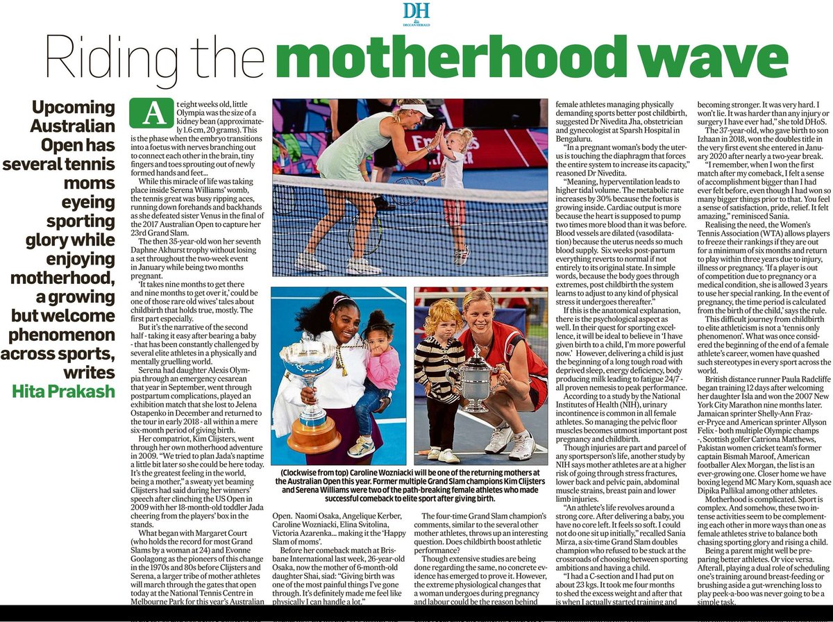 HitaPrakash's tweet image. Female athletes across sports are quashing the notion of pregnancy considered as the beginning of the end of careers. Does childbirth boost athletic performance? How tough is the road back to elite sport for new moms?
@DeccanHerald @wta #tennis
shorturl.at/fiLO3