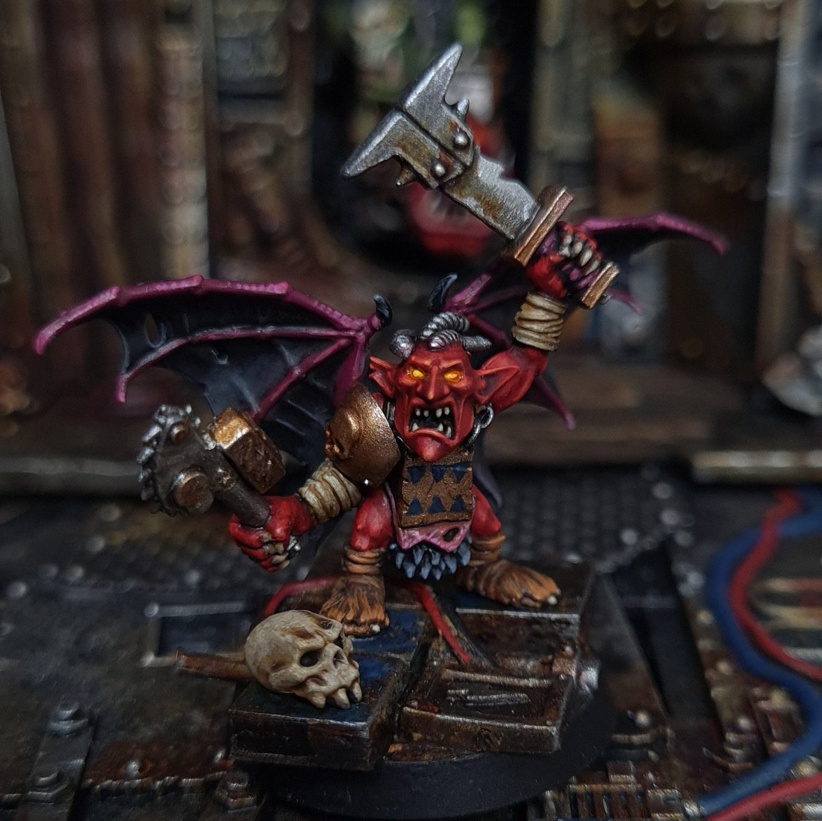 XD_Mitch's tweet photo. @warhammer My Halloween diorama last year featured these three dressed as their fave dawmon primarchs, meet: Magnuz da Red Git, Angry Ron and Mortee!! https://t.co/W5LbOr4qT7