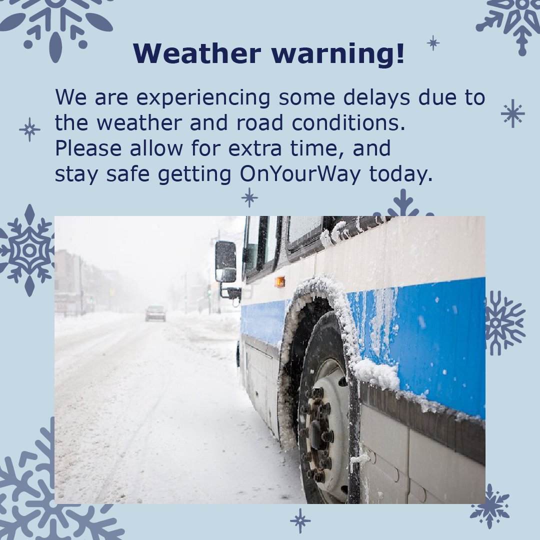 guelphtransit's tweet photo. With the current weather conditions, please be patient with our drivers and plan for any delays during your trips!
Please keep safe and warm while you be #OnYourWay https://t.co/EU2nLioDxv